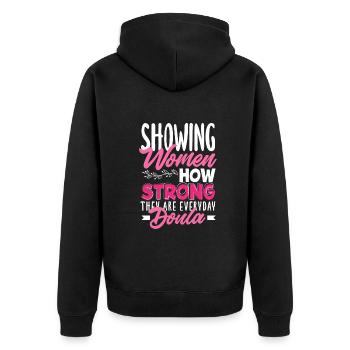 Doula Geschenk Doula Doulas - Unisex Premium Bio Zip Hoodie - Schwarz - Hinten - Nico (187cm)