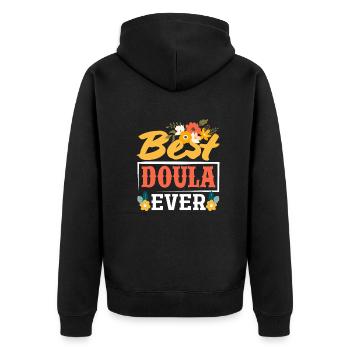 Doula Geschenk Doula Doulas - Unisex Premium Bio Zip Hoodie - Schwarz - Hinten - Nico (187cm)