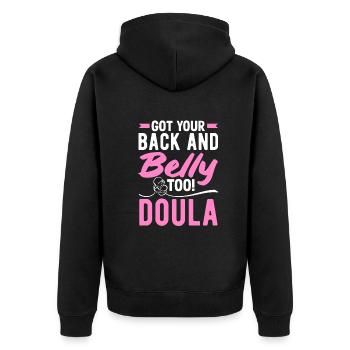 Doula Geschenk Doula Doulas - Unisex Premium Bio Zip Hoodie - Schwarz - Hinten - Nico (187cm)