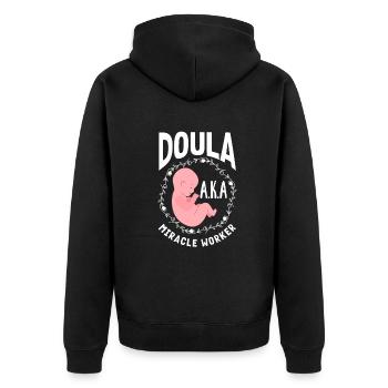 Doula Geschenk Doula Doulas - Unisex Premium Bio Zip Hoodie - Schwarz - Hinten - Nico (187cm)
