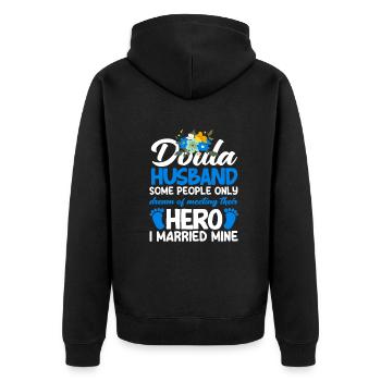 Doula Geschenk Doula Doulas - Unisex Premium Bio Zip Hoodie - Schwarz - Hinten - Nico (187cm)