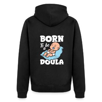 Doula Geschenk Doula Doulas - Unisex Premium Bio Zip Hoodie - Schwarz - Hinten - Nico (187cm)