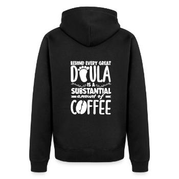 Doula Geschenk Doula Doulas - Unisex Premium Bio Zip Hoodie - Schwarz - Hinten - Nico (187cm)
