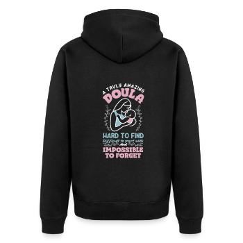 Doula Geschenk Doula Doulas - Unisex Premium Bio Zip Hoodie - Schwarz - Hinten - Nico (187cm)