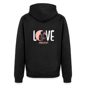 Doula Geschenk Doula Doulas - Unisex Premium Bio Zip Hoodie - Schwarz - Hinten - Nico (187cm)