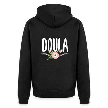 Doula Geschenk Doula Doulas - Unisex Premium Bio Zip Hoodie - Schwarz - Hinten - Nico (187cm)