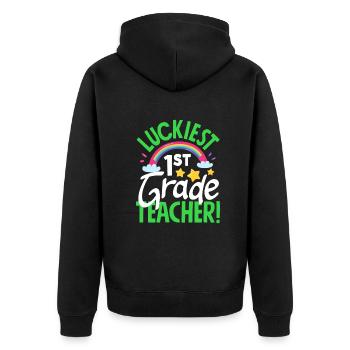 Lustiges Lehrer Lehrerinnen Geschenk - Unisex Premium Bio Zip Hoodie - Schwarz - Hinten - Nico (187cm)
