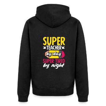 Lustiges Lehrer Lehrerinnen Geschenk - Unisex Premium Bio Zip Hoodie - Schwarz - Hinten - Nico (187cm)