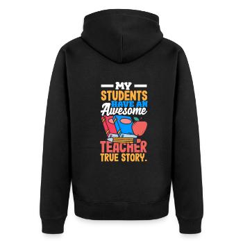 Funny Teacher Teacher Gift - Unisex Premium Organic Zip Hoodie - black - Back - Nico (187cm)