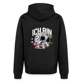 2. Geburtstag Jungen 2 Jahre Astronaut Geburtstag - Unisex Premium Bio Zip Hoodie - Schwarz - Hinten - Nico (187cm)