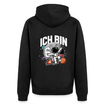6. Geburtstag Jungen 6 Jahre Astronaut Geburtstag - Unisex Premium Bio Zip Hoodie - Schwarz - Hinten - Nico (187cm)