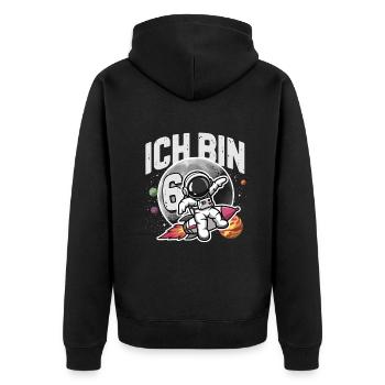 6. Geburtstag Jungen 6 Jahre Astronaut Geburtstag - Unisex Premium Bio Zip Hoodie - Schwarz - Hinten - Nico (187cm)