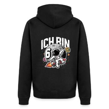 6. Geburtstag Jungen 6 Jahre Astronaut Geburtstag - Unisex Premium Bio Zip Hoodie - Schwarz - Hinten - Nico (187cm)