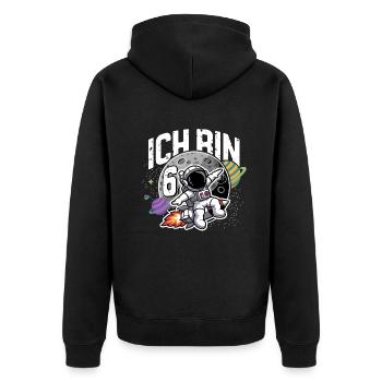6. Geburtstag Jungen 6 Jahre Astronaut Geburtstag - Unisex Premium Bio Zip Hoodie - Schwarz - Hinten - Nico (187cm)