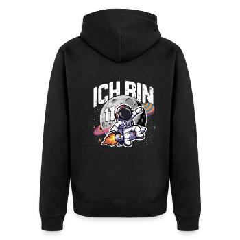 11. Geburtstag Jungen Astronaut Geburtstag - Unisex Premium Bio Zip Hoodie - Schwarz - Hinten - Nico (187cm)