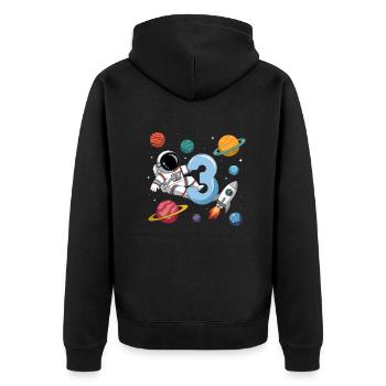 3ème anniversaire garçons 3 ans astronaute anniversaire - Veste à capuche bio Premium Unisexe - noir - Dos - Nico (187cm)