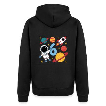 6th Birthday Boys 6 Years Astronaut Birthday - Unisex Premium Organic Zip Hoodie - black - Back - Nico (187cm)