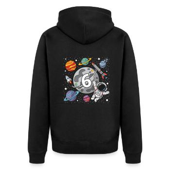 6. Geburtstag Jungen 6 Jahre Astronaut Geburtstag - Unisex Premium Bio Zip Hoodie - Schwarz - Hinten - Nico (187cm)
