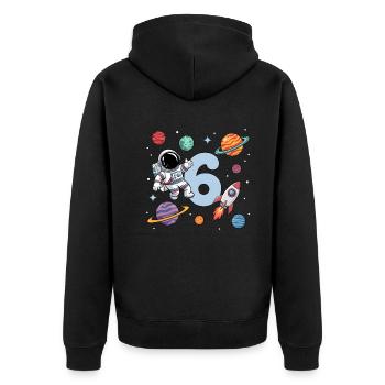 6. Geburtstag Jungen 6 Jahre Astronaut Geburtstag - Unisex Premium Bio Zip Hoodie - Schwarz - Hinten - Nico (187cm)