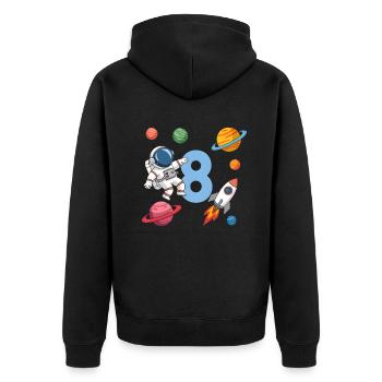 8ème anniversaire Garçons 8 ans Astronaute Anniversaire - Veste à capuche bio Premium Unisexe - noir - Dos - Nico (187cm)