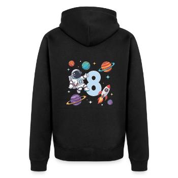 8ème anniversaire Garçons 8 ans Astronaute Anniversaire - Veste à capuche bio Premium Unisexe - noir - Dos - Nico (187cm)