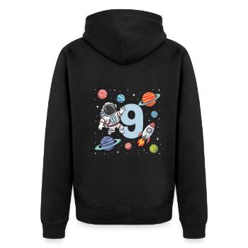 9e anniversaire garçons 9 ans astronaute anniversaire - Veste à capuche bio Premium Unisexe - noir - Dos - Nico (187cm)