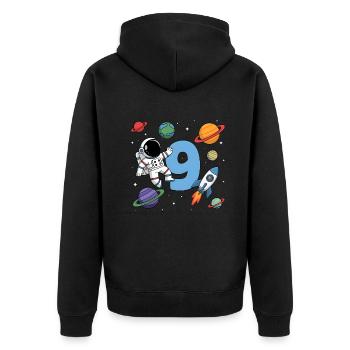 9e anniversaire garçons 9 ans astronaute anniversaire - Veste à capuche bio Premium Unisexe - noir - Dos - Nico (187cm)