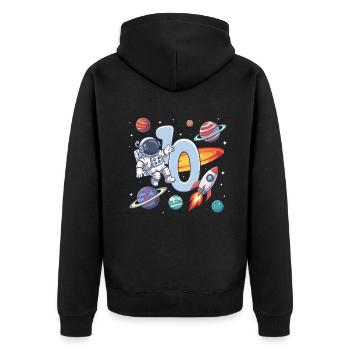 10th Birthday Boys Astronaut Birthday - Unisex Premium Organic Zip Hoodie - black - Back - Nico (187cm)