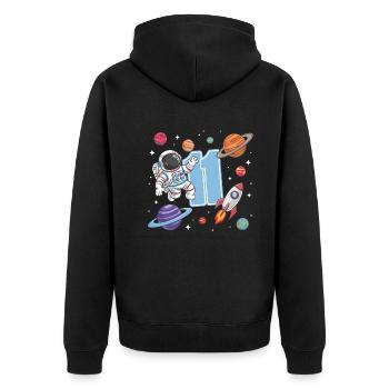 11. Geburtstag Jungen Astronaut Geburtstag - Unisex Premium Bio Zip Hoodie - Schwarz - Hinten - Nico (187cm)