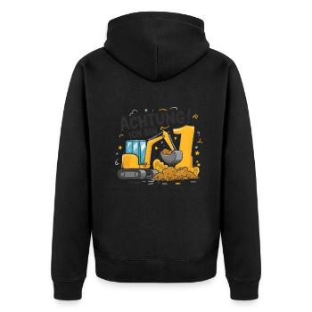 1er anniversaire garçon 1 an chantier de construction d’excavatrice - Veste à capuche bio Premium Unisexe - noir - Dos - Nico (187cm)