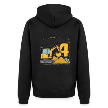4ème anniversaire garçon 4 ans chantier d’excavatrice - Veste à capuche bio Premium Unisexe - noir - Dos - Nico (187cm)