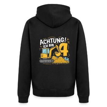 4ème anniversaire garçon 4 ans chantier d’excavatrice - Veste à capuche bio Premium Unisexe - noir - Dos - Nico (187cm)