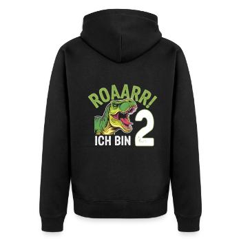 2. Geburtstag 2 Jahre Dino Dinosaurier Fan - Unisex Premium Bio Zip Hoodie - Schwarz - Hinten - Nico (187cm)