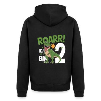 2. Geburtstag 2 Jahre Dino Dinosaurier Fan - Unisex Premium Bio Zip Hoodie - Schwarz - Hinten - Nico (187cm)