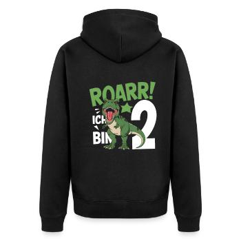 2. Geburtstag 2 Jahre Dino Dinosaurier Fan - Unisex Premium Bio Zip Hoodie - Schwarz - Hinten - Nico (187cm)