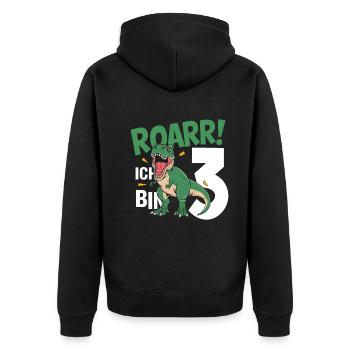 3. Geburtstag 3 Jahre Dino Dinosaurier Fan - Unisex Premium Bio Zip Hoodie - Schwarz - Hinten - Nico (187cm)