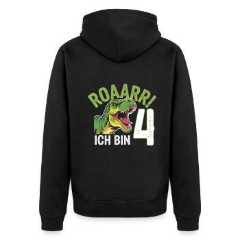 4ème anniversaire 4 ans Dino Dinosaur Fan - Veste à capuche bio Premium Unisexe - noir - Dos - Nico (187cm)