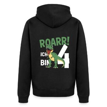 4ème anniversaire 4 ans Dino Dinosaur Fan - Veste à capuche bio Premium Unisexe - noir - Dos - Nico (187cm)