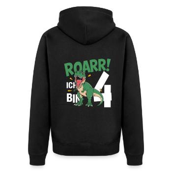 4ème anniversaire 4 ans Dino Dinosaur Fan - Veste à capuche bio Premium Unisexe - noir - Dos - Nico (187cm)