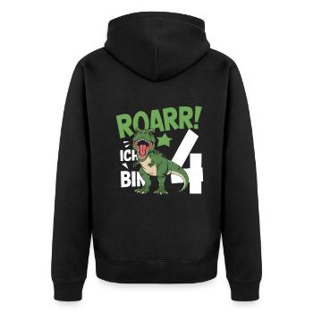 Fan de dinosaures Dino 4e anniversaire 4 ans - Veste à capuche bio Premium Unisexe - noir - Dos - Nico (187cm)
