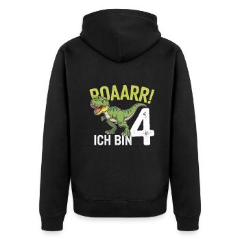 4ème anniversaire 4 ans Dino Dinosaur Fan - Veste à capuche bio Premium Unisexe - noir - Dos - Nico (187cm)