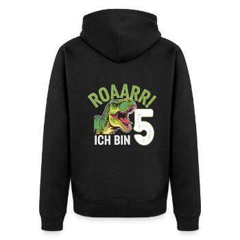 5ème anniversaire 5 ans de fan de dinosaures Dino - Veste à capuche bio Premium Unisexe - noir - Dos - Nico (187cm)