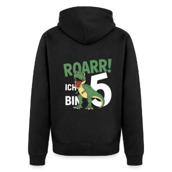 5ème anniversaire 5 ans de fan de dinosaures Dino - Veste à capuche bio Premium Unisexe - noir - Dos - Nico (187cm)