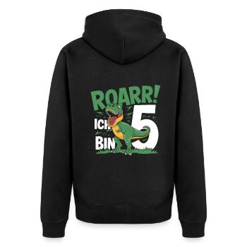 5ème anniversaire 5 ans de fan de dinosaures Dino - Veste à capuche bio Premium Unisexe - noir - Dos - Nico (187cm)