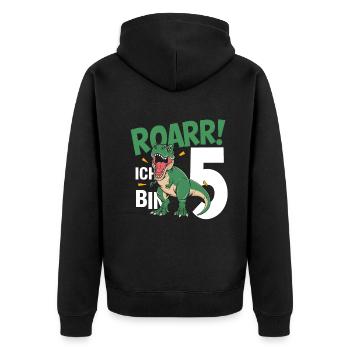 5th Birthday 5 Years Dino Dinosaur Fan - Unisex Premium Organic Zip Hoodie - black - Back - Nico (187cm)