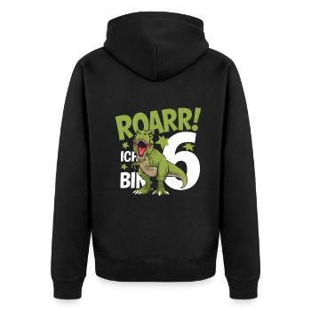 6ème anniversaire 6 ans Dino Dinosaur Fan - Veste à capuche bio Premium Unisexe - noir - Dos - Nico (187cm)