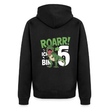 6ème anniversaire 6 ans Dino Dinosaur Fan - Veste à capuche bio Premium Unisexe - noir - Dos - Nico (187cm)