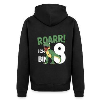 8e anniversaire 8 ans Dino Dinosaur Fan - Veste à capuche bio Premium Unisexe - noir - Dos - Nico (187cm)