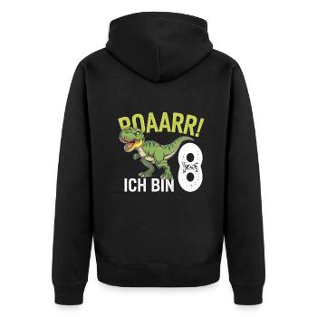 8e anniversaire 8 ans Dino Dinosaur Fan - Veste à capuche bio Premium Unisexe - noir - Dos - Nico (187cm)