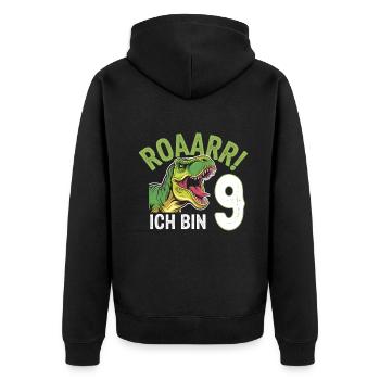 9e anniversaire 9 ans Dino Dinosaur Fan - Veste à capuche bio Premium Unisexe - noir - Dos - Nico (187cm)